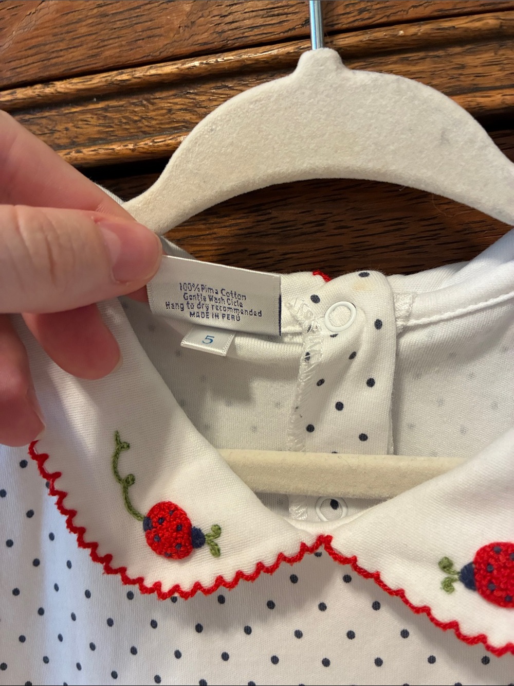 Pippa Layette Polka Dot Dress with ladybugs - Picture 3 of 7